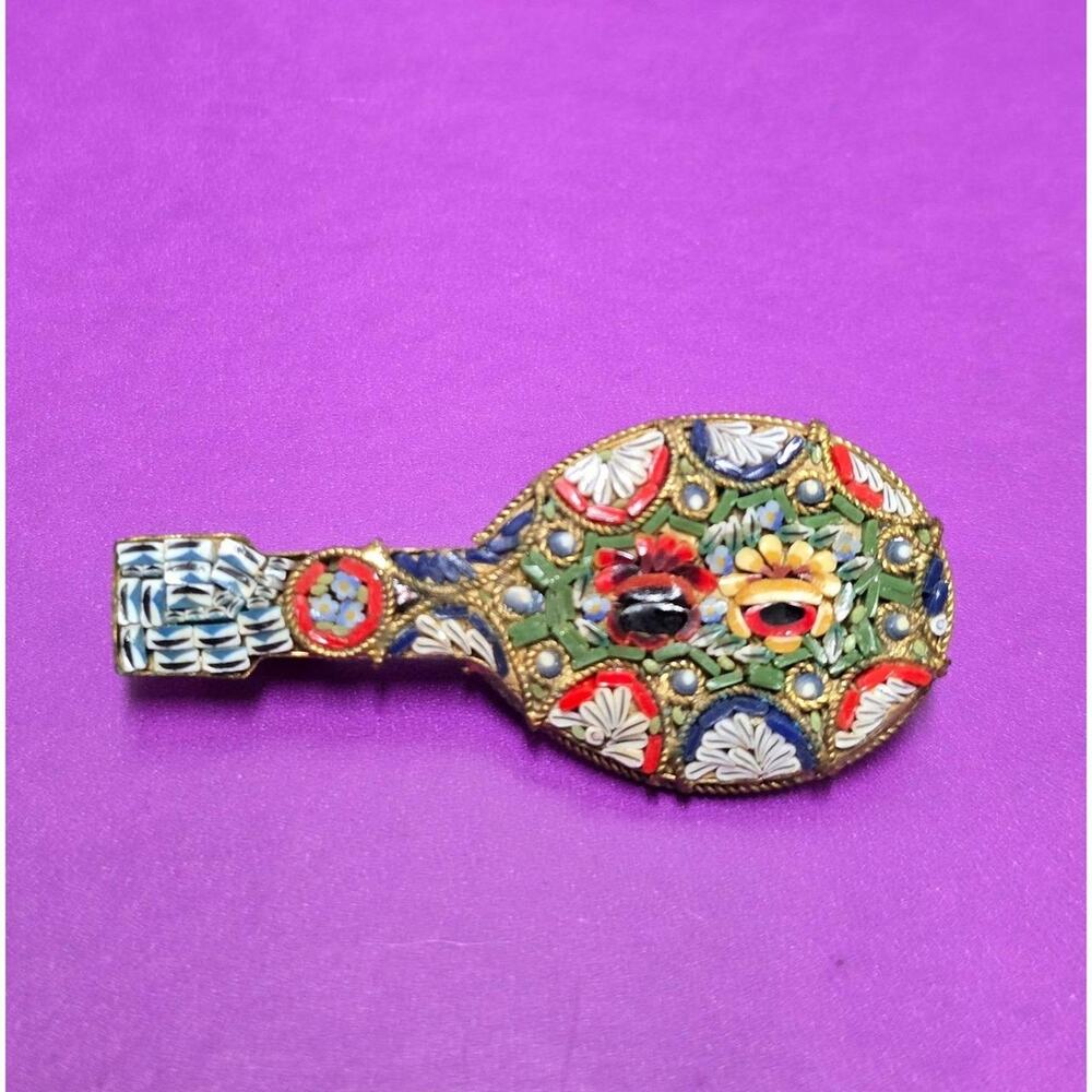 Vintage italian glass micromosaic floral